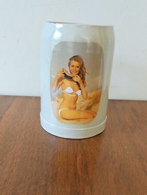 Vintage Werner Corzelius Heat Activated Woman With Watermelon Nude Mug